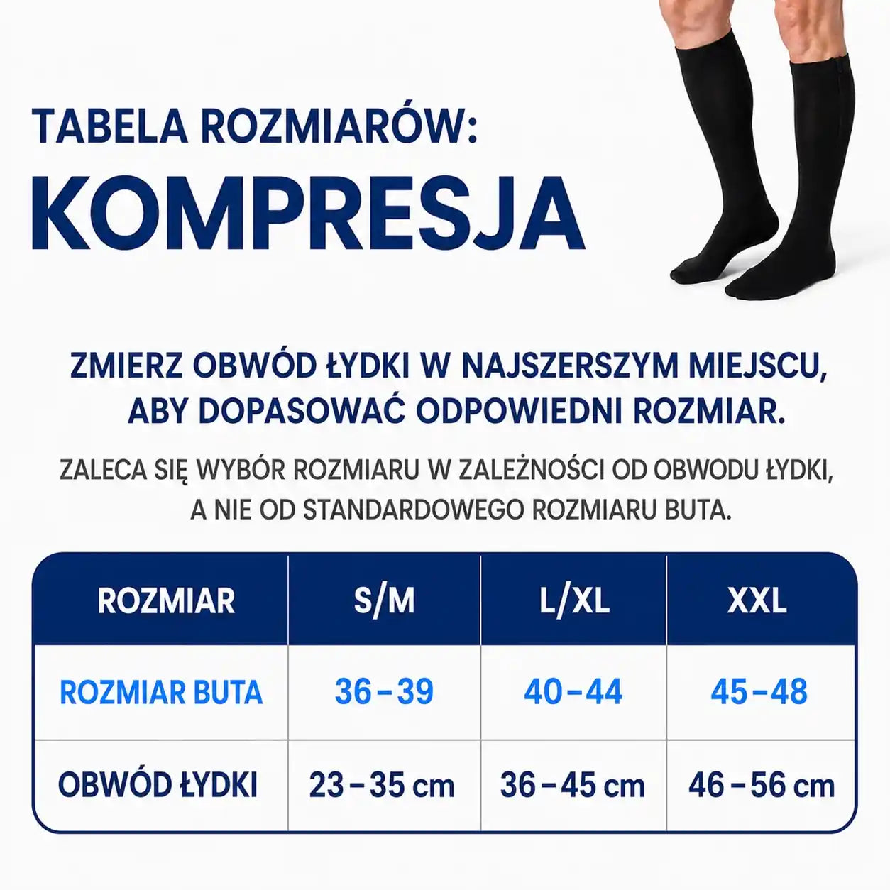 Skarpety kompresyjne z zamkiem błyskawicznym